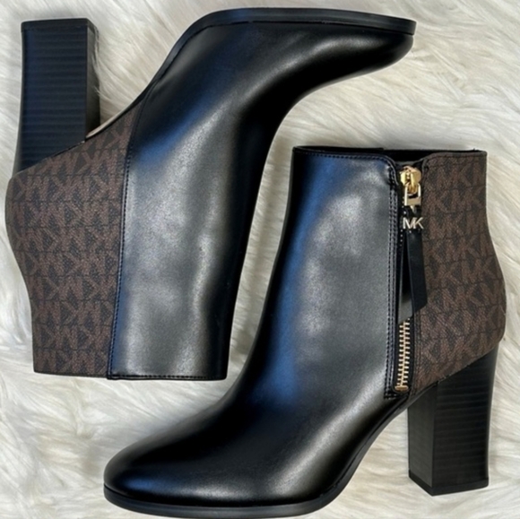NIB🔥$325+ Michael Kors "Britt Ankle Boots" Size 8 Brown & Black MK 😍 - Picture 11 of 12